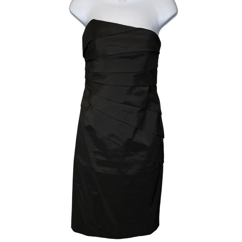 White House Black Market Black Strapless Ruched‎ Sheath Dress 8 LBD Cocktail